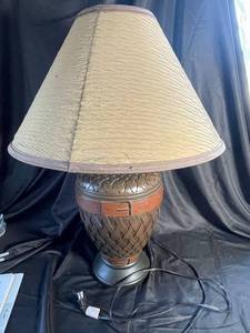 Decorative Woven-Style Table Lamp with Fabric Shade