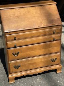 Vintage Wood Secretary Desk with Drop Front & Drawers