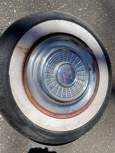 Vintage Chrome Hubcap Whitewall Tire Wheel Assembly 6.50-15