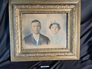Framed Portrait Of Man And Woman In Ornate Gilt Frame