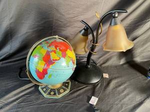 Decorative Globe & 3-Light Desk Lamp Set