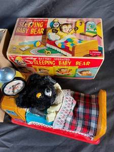 Linemar Battery Operated Sleeping Baby Bear Toy With Original Box