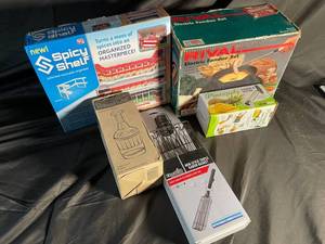 Rival Fondue Set, Spicy Shelf Organizer & Kitchen Gadgets (Lot of 5)