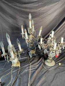 Ornate Electric Crystal Candelabra Set (Lot of 4)
