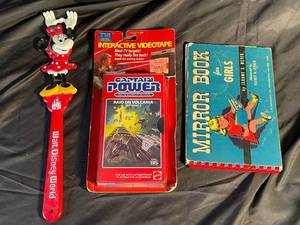 Captain Power Raid on Volcania VHS, Mirror Book for Girls & Minnie Mouse Wand (Lot of 3)
