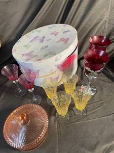 Butterfly-Decorated Glass Stemware Assortment in Gift Box (Lot of 9)