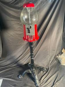 Red Gumball Machine On Pedestal Stand
