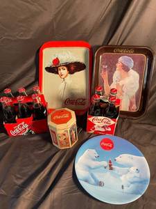 Coca-Cola Collectibles Mixed Lot of 6 Bottles, Tins & Plate