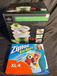 Salad Spinner Mandoline Slicer & Ziploc Big Bags XL 4 Pack (Mixed Lot)