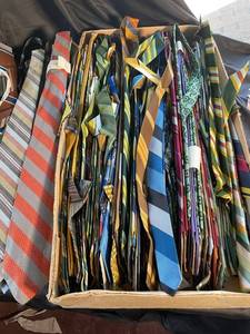 Assorted Neckties with cardboard backing in Box approx 70 ties
