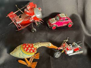 Vintage Tin Toy Assortment Coca-Cola & Raid (Lot of 4)