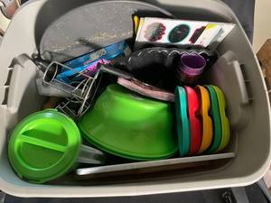 Mixed Kitchen Storage & Prep Items in Tote