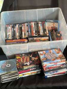 Assorted DVDs in Storage Tote (Lot of 50)