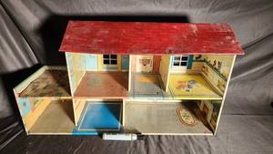 Vintage Tin Litho Dollhouse Playhouse