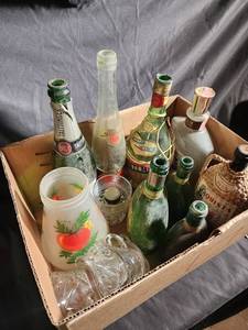 Vintage Bottle & Glass Assortment with Dupli-Color Touch-Up Paint (Lot of 12)