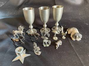 Pewter Goblets & Figurines Mixed Lot (Lot of 11)
