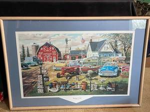 Framed Farm Scene Print 38 x 26