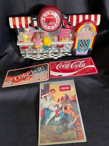 Coca-Cola Diner Display, 2 Tin Signs & Framed Print (Lot of 4)