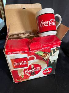 Coca-Cola 8-Piece Stoneware Snack Set in Original Box