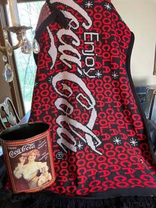 Coca-Cola Throw & Decorative Tin Bucket (Lot of 2)