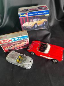 Revell 68 Corvette, Snap-Tite 69 Camaro & Red Convertible Model Cars (Lot of 3)