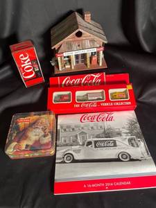 Coca-Cola Collectibles Mixed Lot of 5 - Birdhouse, Bank, Vehicles, Calendar & Tin