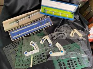 Mixed Lot of Drafting Tools, Rulers & Compasses