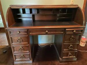 Roll-Top Secretary Desk with Multiple Drawers