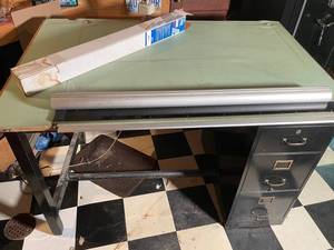 Drafting Table with Vinyl Cover & File Drawers