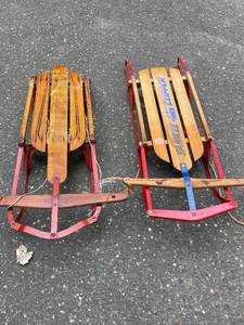 Vintage Wooden Snow Sleds (Lot of 2)