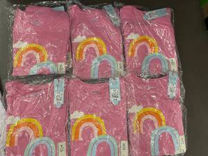 Rainbow Graphic T-Shirts - Bright Pink - Youth Medium (Size 8) - 6-Pack