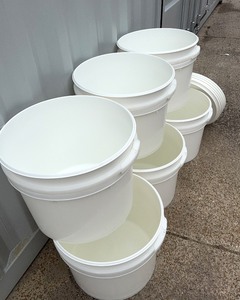 20 Gallon Open Head Plastic Drums, UN Rated, Lever Lock, Used