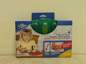 NEW THE FIRST YEARS TAKE & TOSS DOUBLE DUTY PLATES 4PK