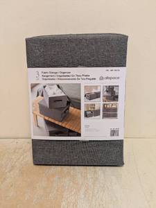 NEW FABRIC STORAGE ORGANIZER 3PK GRAY