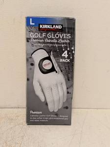 NEW KIRKLAND SIGNATURE PREMIUM CABRETTA LEATHER GOLF GLOVES LARGE 4PK WHITE