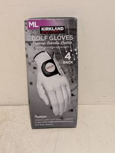 NEW KIRKLAND SIGNATURE PREMIUM CABRETTA LEATHER GOLF GLOVES ML 4PK WHITE