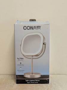 NEW CONAIR LED LIGHTED MIRROR SATIN NICKEL FINISH