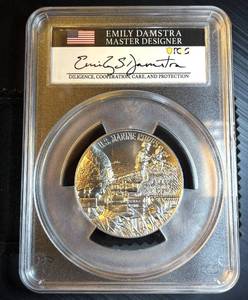 Matte 2022-P Damstra Hand Signed PCGS MS70 US Marine Corps Silver Coin, 1 of 229, 2.5 oz .999
