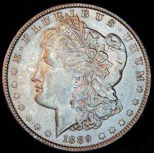 AU 1889-P Morgan Silver Dollar, Original Surfaces