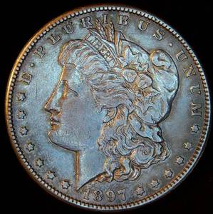 XF 1897-S Morgan Silver Dollar, Original Surfaces, Uniform GoldBrown Toning