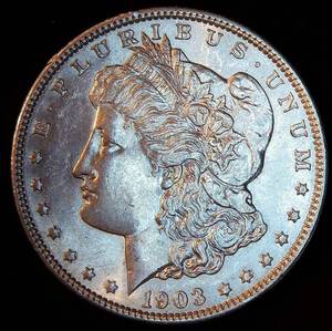 AUAU 1903-P Morgan Silver Dollar, Original Surfaces wNear Full Luster