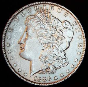 AU 1886-P Morgan Silver Dollar, Original Surfaces wBetter Luster