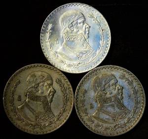 AUBU 1965 Mexico Un Peso,  (2) Circulated, Lowest Mintage in the Series, Blazing Luster