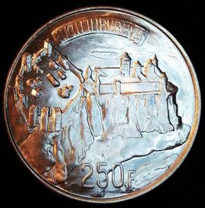 MS 1963 Luxembourg Silver Millennium of Luxembourg City Commemorative 250 Francs, Full Luster