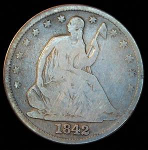1842-P Medium Date Seated Liberty Half Dollar, GVG, details