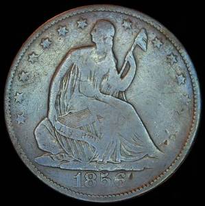 FF 1856-P Seated Liberty Half Dollar, Original Surfaces, Slight Luster & Cabinet Toning, details