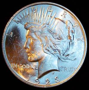 Uncirculated 1923-P Silver Peace Dollar, Blazing Original Luster