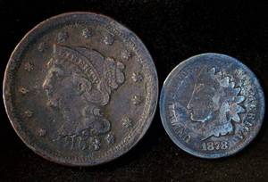 1853 Large & 1878 Indian Head Cents