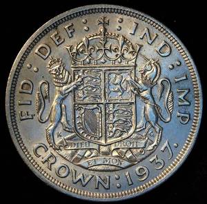 AU 1937 Great Britain Silver Crown, Original Surfaces