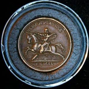 Rare Variety Civil War Token, Hero of Pea Ridge 1861-1865, F-180/430a "Penny Saved" Reverse